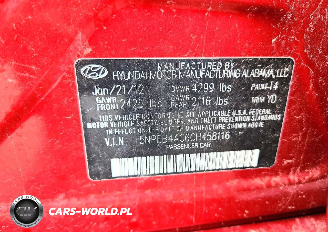 2012 Hyundai Sonata-Gl- VIN:5NPEB4AC6CH458116 - 12