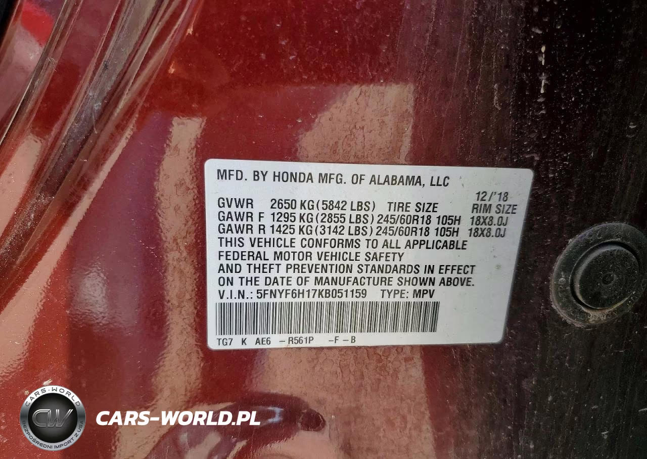 2019 Honda Pilot Lx VIN:5FNYF6H17KB051159 - 13