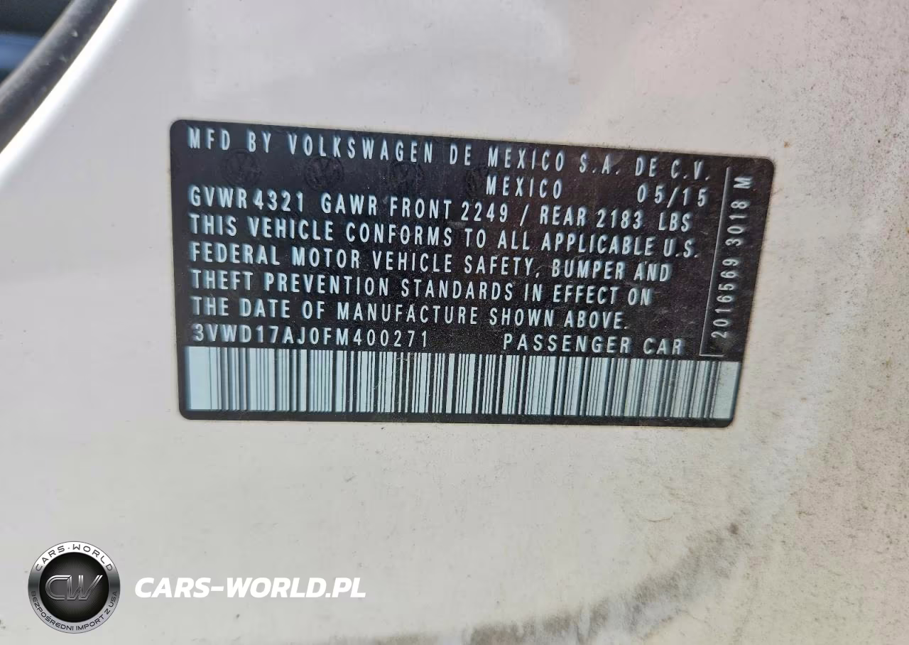 2015 Volkswagen Jetta Se VIN:3VWD17AJ0FM400271 - 12