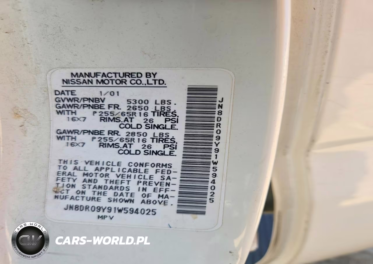 2001 Nissan Pathfinder S VIN:JN8DR09Y91W594025 - 12