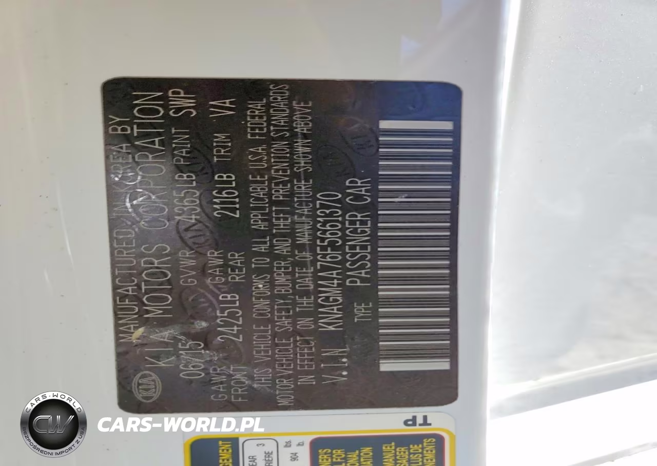 2015 Kia Optima Lx VIN:KNAGM4A76F5661370 - 12