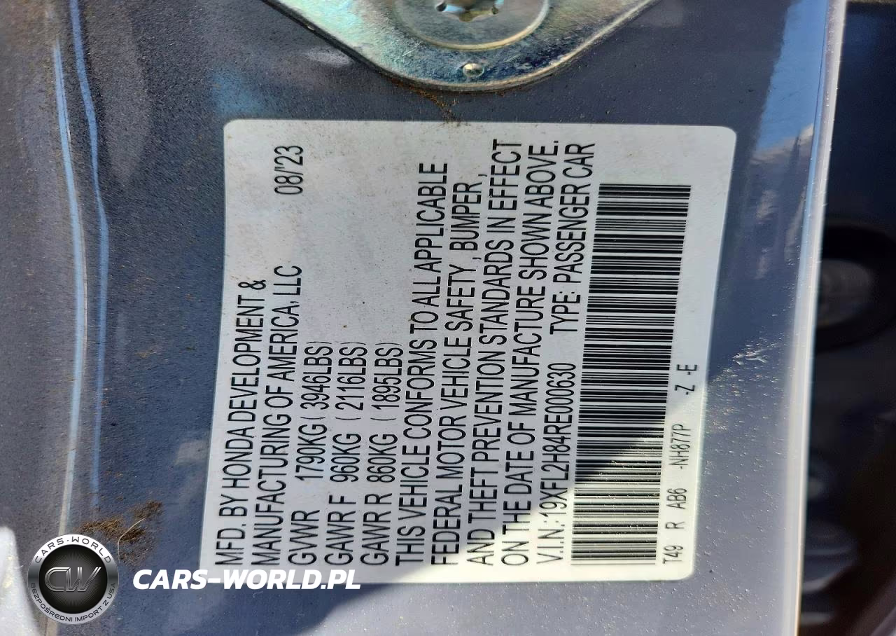 2024 Honda Civic Sport VIN:19XFL2H84RE000630 - 12