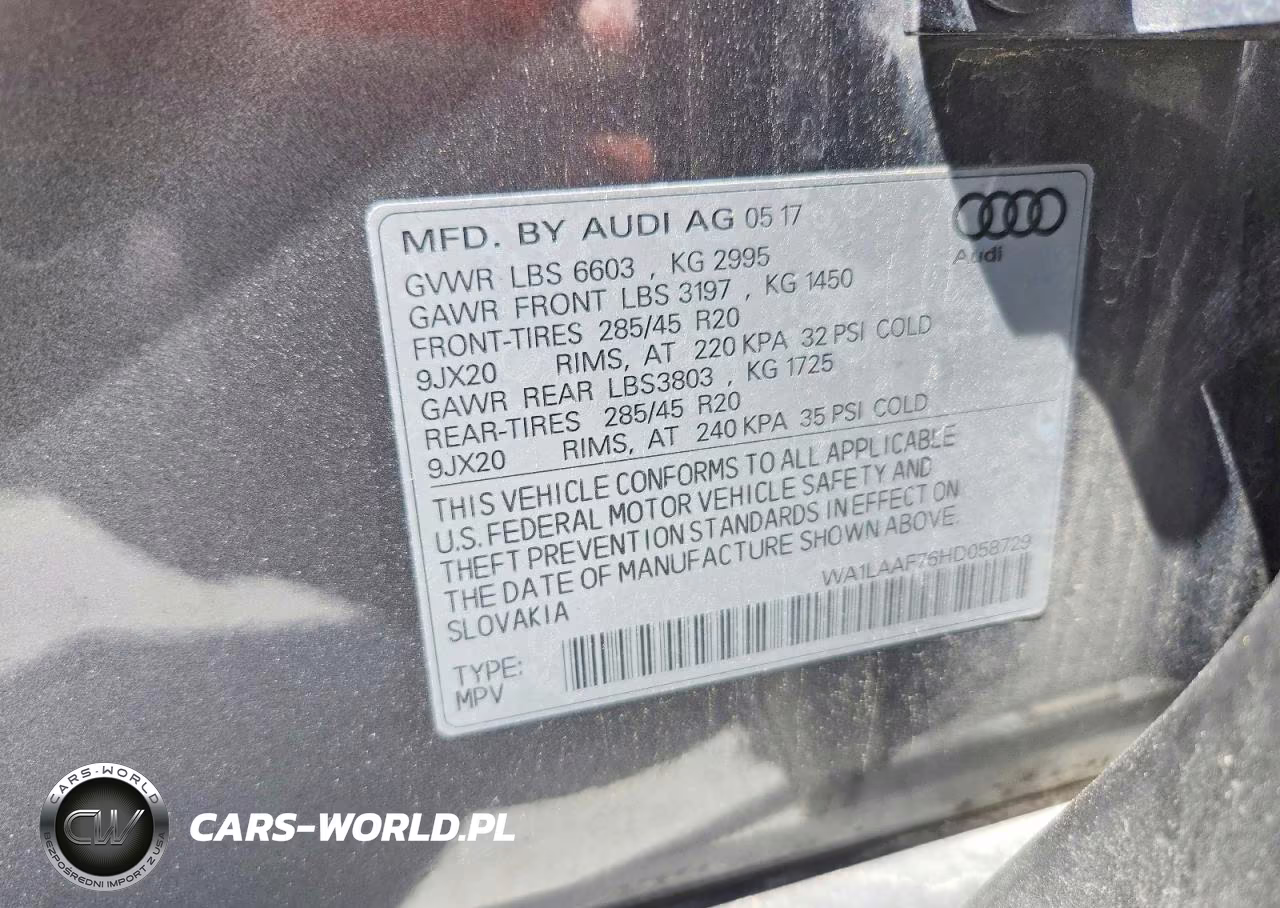 2017 Audi Q7 Premium Plus VIN:WA1LAAF76HD058729 - 14