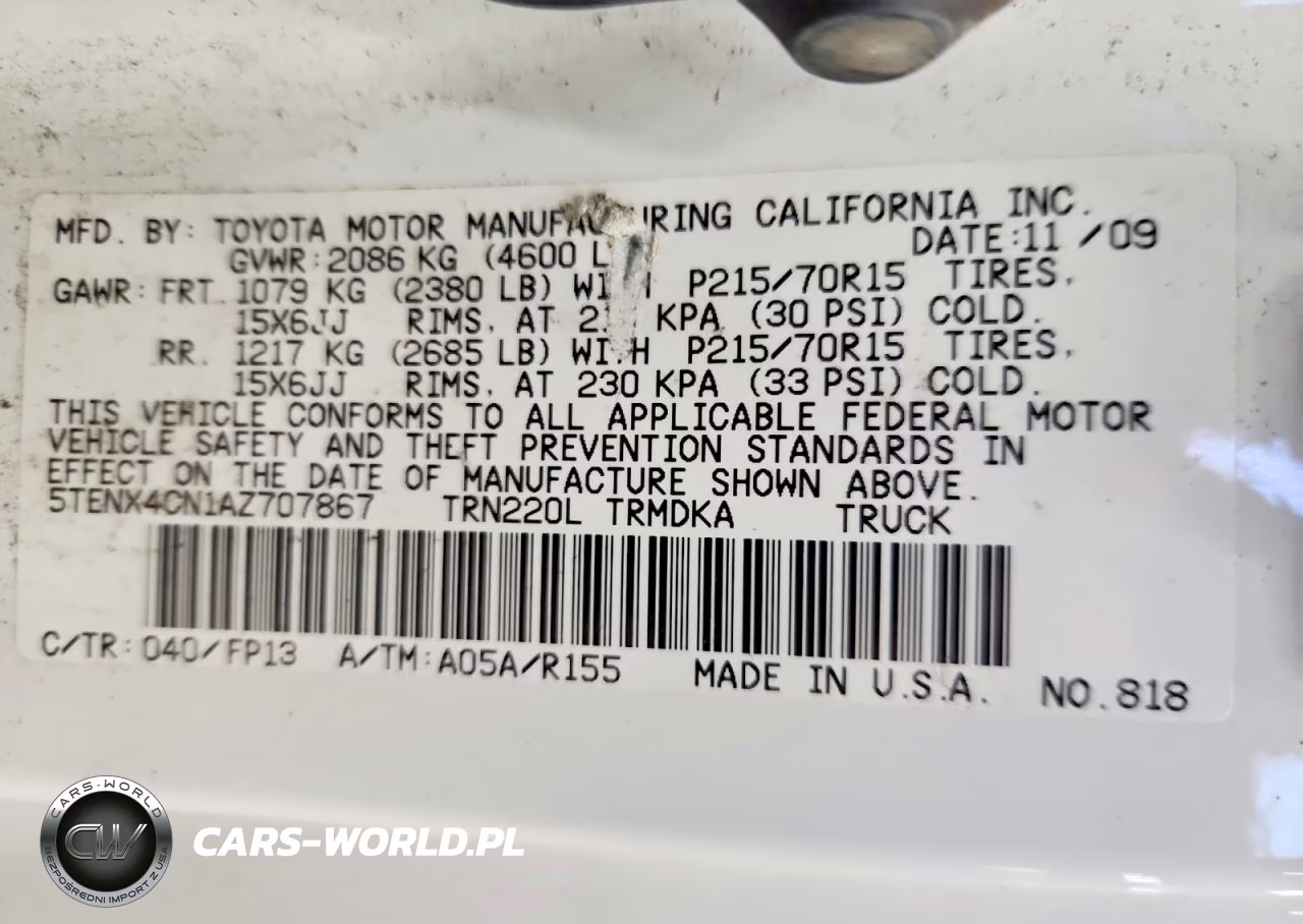 2010 Toyota Tacoma VIN:5TENX4CN1AZ707867 - 12