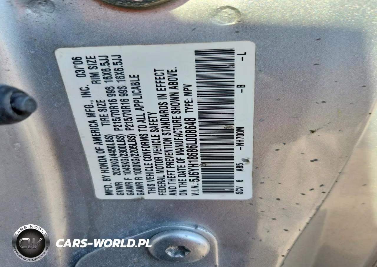 2006 Honda Element Ex VIN:5J6YH18686L008648 - 13