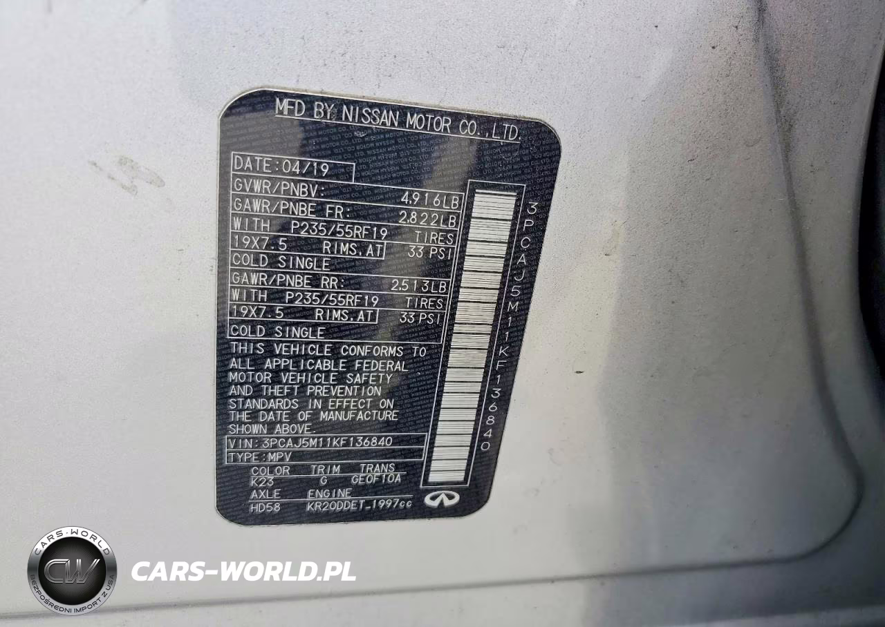 2019 Infiniti Qx50 Luxe VIN:3PCAJ5M11KF136840 - 12