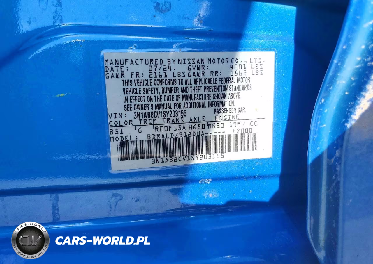 2025 Nissan Sentra Sv VIN:3N1AB8CV1SY203155 - 12