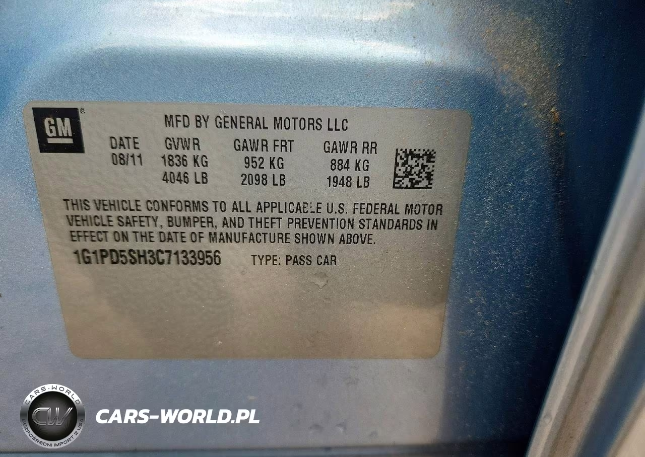2012 Chevrolet Cruze Ls VIN:1G1PD5SH3C7133956 - 12