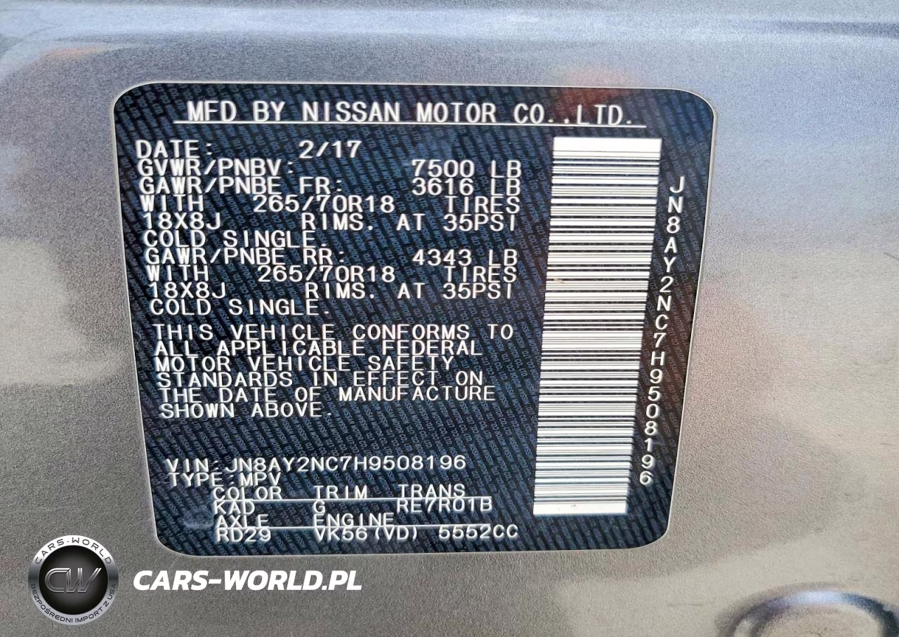 2017 Nissan Armada Sv VIN:JN8AY2NC7H9508196 - 13