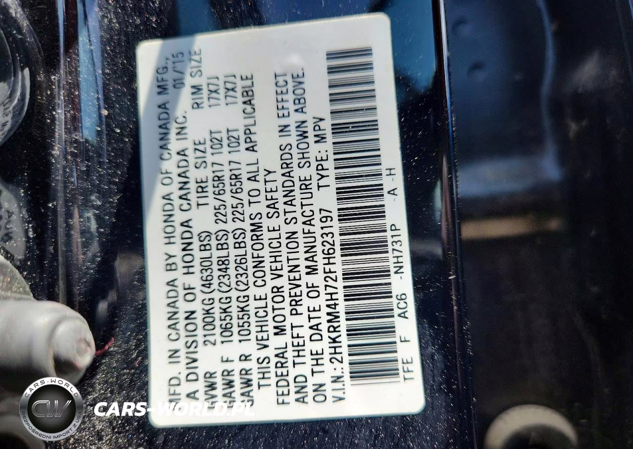 2015 Honda Cr-V Exl VIN:2HKRM4H72FH623197 - 13