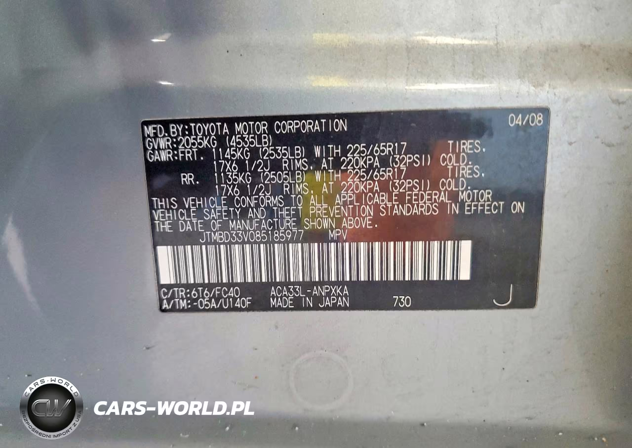 2008 Toyota Rav4 Base VIN:JTMBD33V085185977 - 13