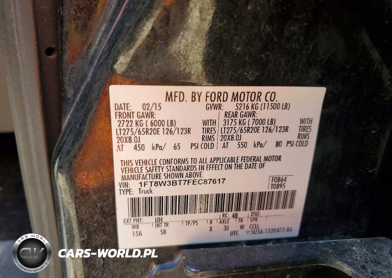 2015 Ford F350 Super Duty VIN:1FT8W3BT7FEC87617 - 13