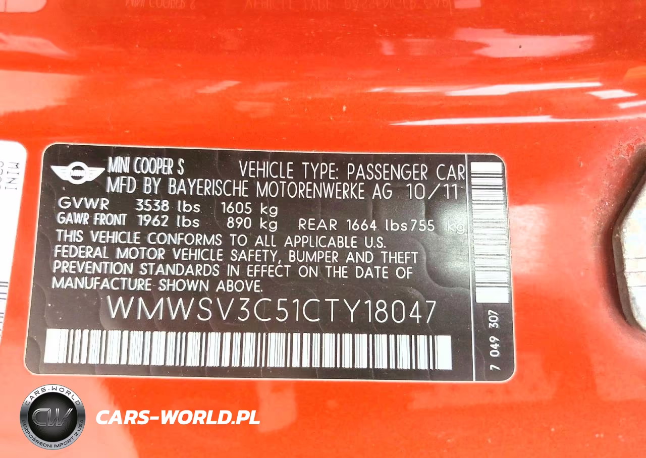 2012 Mini Cooper S VIN:WMWSV3C51CTY18047 - 12