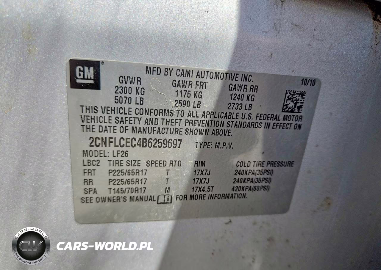 2011 Chevrolet Equinox Ls VIN:2CNFLCEC4B6259697 - 12