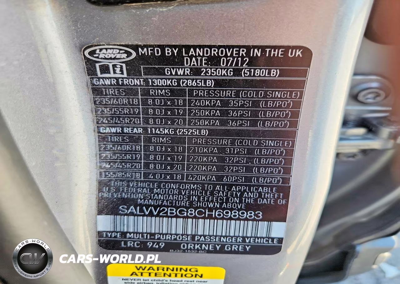 2012 Land Rover Range Rover Evoque Prestige Premium VIN:SALVV2BG8CH698983 - 13