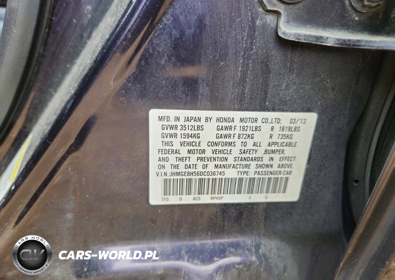 2013 Honda Fit Sport VIN:JHMGE8H56DC036745 - 12