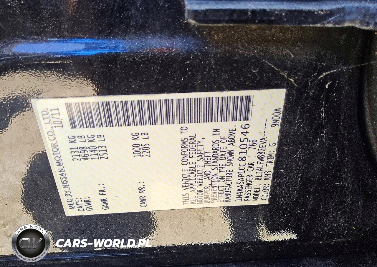 2012 Nissan Maxima 3.5 S VIN:1N4AA5AP1CC810546 - 12
