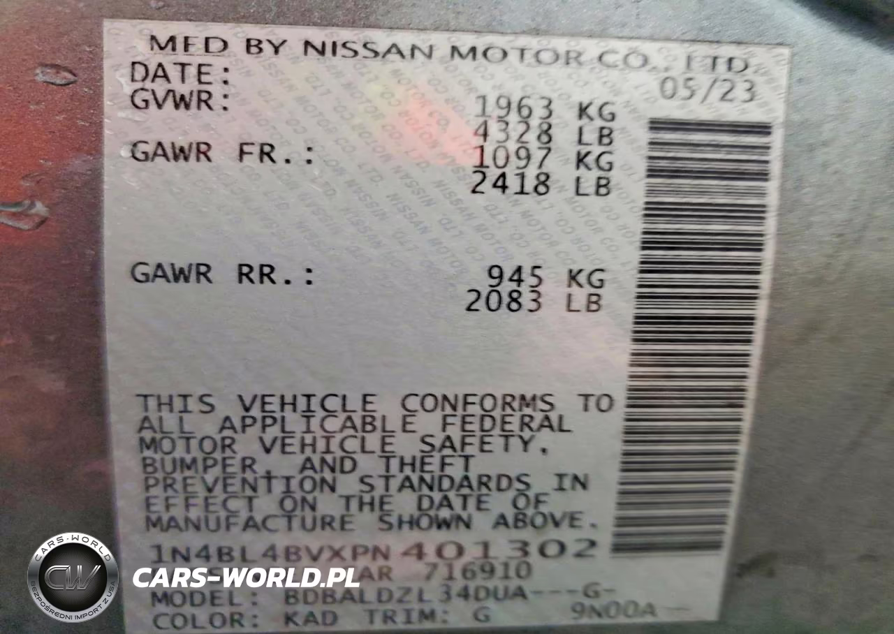 2023 Nissan Altima S VIN:1N4BL4BVXPN401302 - 13