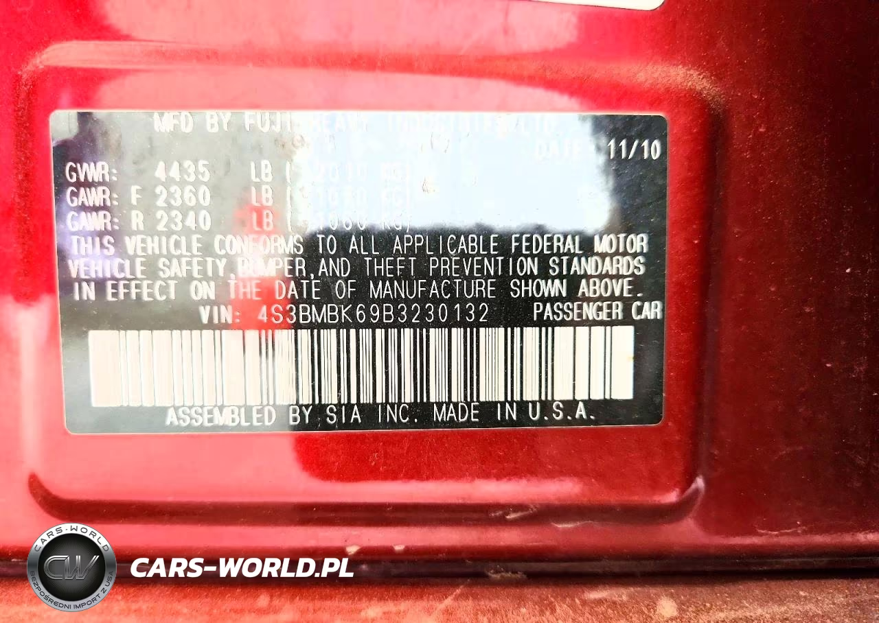 2011 Subaru Legacy 2.5I Limited VIN:4S3BMBK69B3230132 - 12