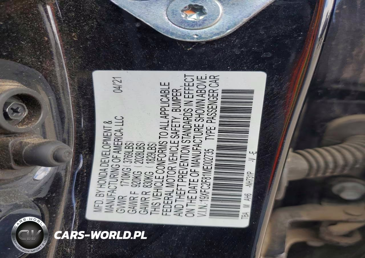 2021 Honda Civic Sport VIN:19XFC2F81ME002735 - 12