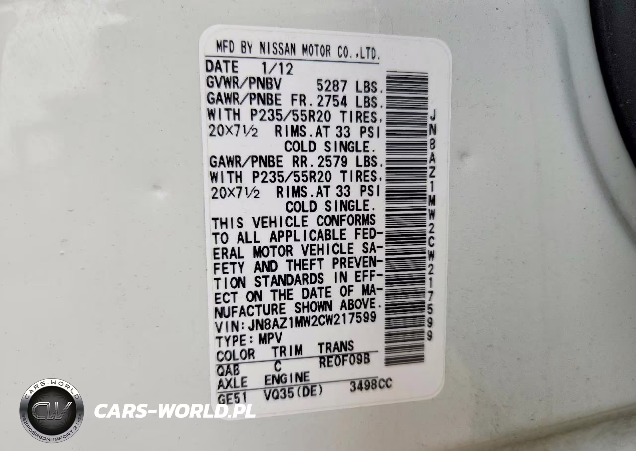 2012 Nissan Murano S VIN:JN8AZ1MW2CW217599 - 13