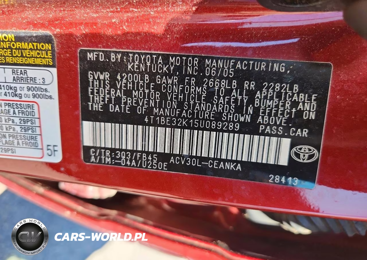 2005 Toyota Camry Le VIN:4T1BE32K15U089289 - 13
