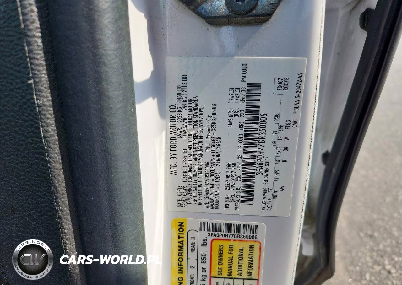 2016 Ford Fusion Se VIN:3FA6P0H77GR350006 - 12