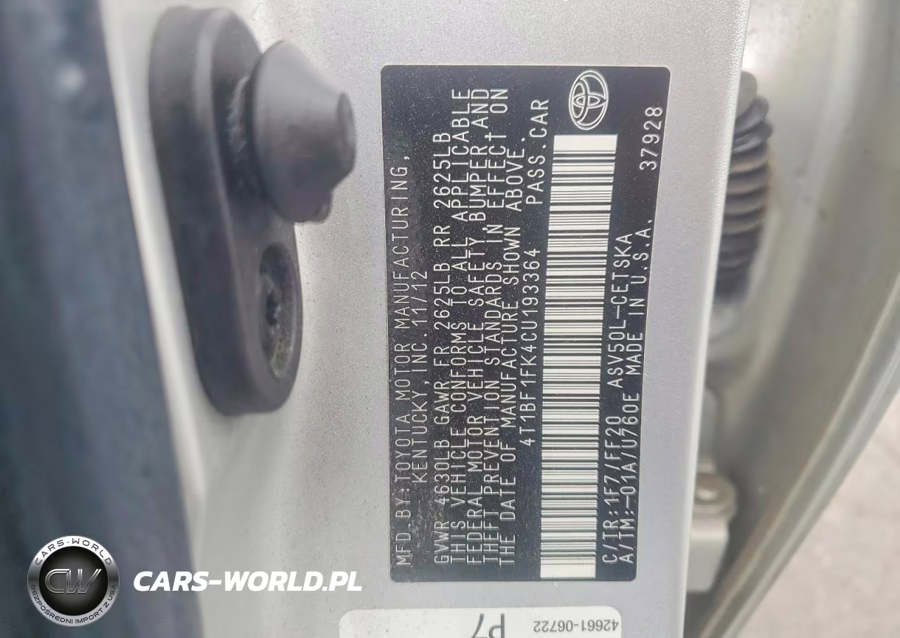 2012 Toyota Camry Se VIN:4T1BF1FK4CU193364 - 12