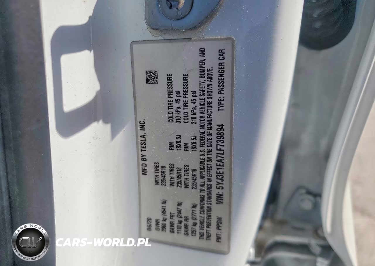 2020 Tesla Model 3 VIN:5YJ3E1EA7LF739894 - 12