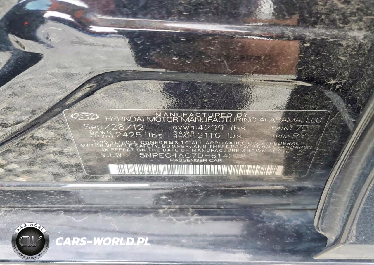 2013 Hyundai Sonata Se VIN:5NPEC4AC7DH614212 - 12