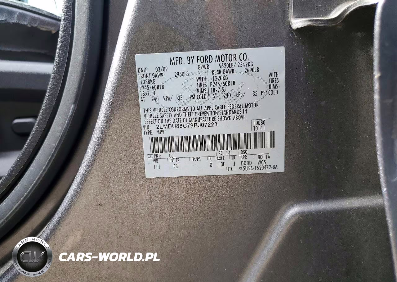 2009 Lincoln Mkx VIN:2LMDU88C79BJ07223 - 12