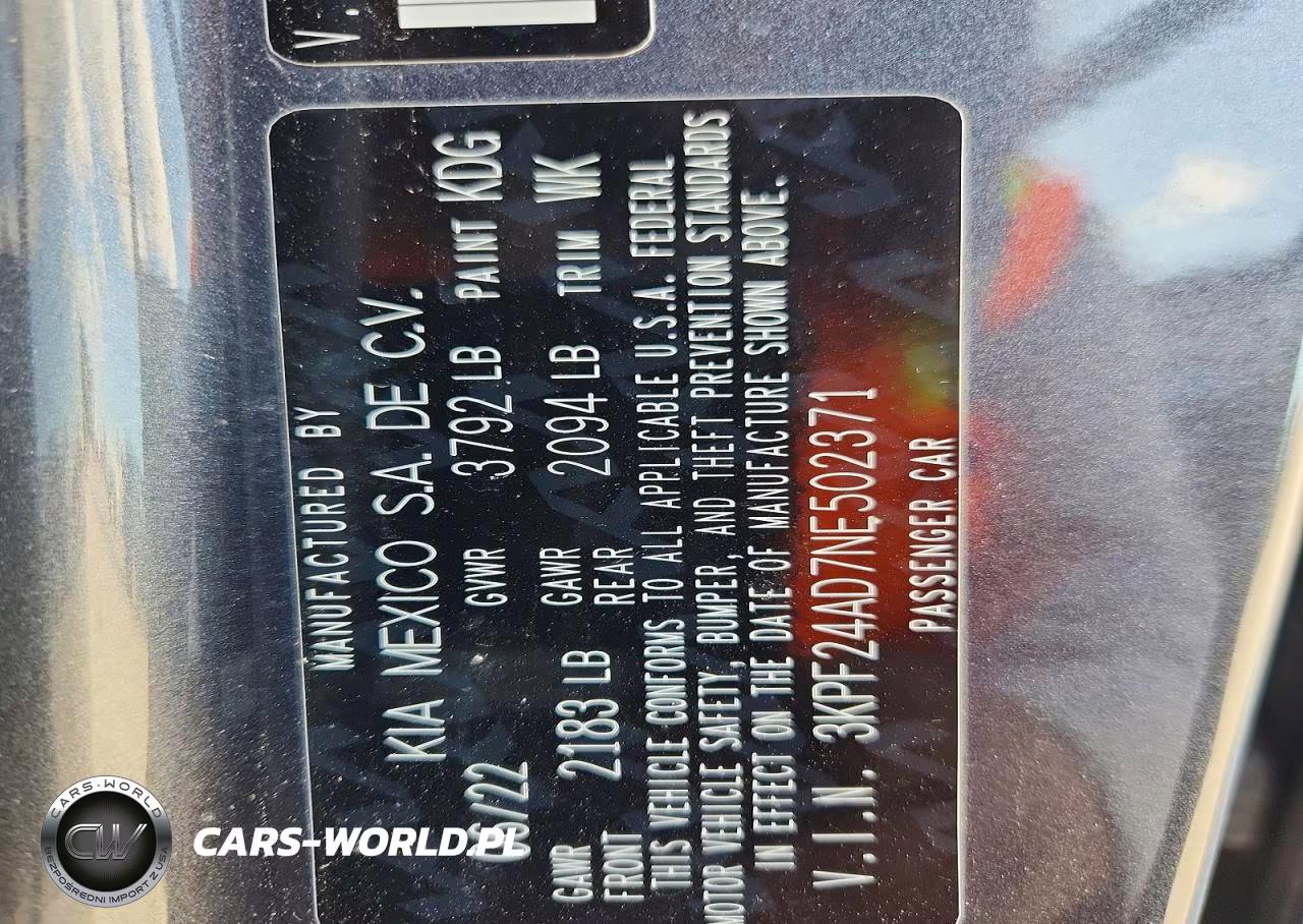 2022 Kia Forte Fe VIN:3KPF24AD7NE502371 - 13