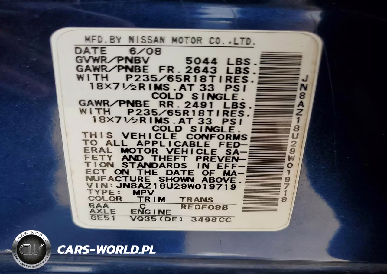 2009 Nissan Murano S VIN:JN8AZ18U29W019719 - 13
