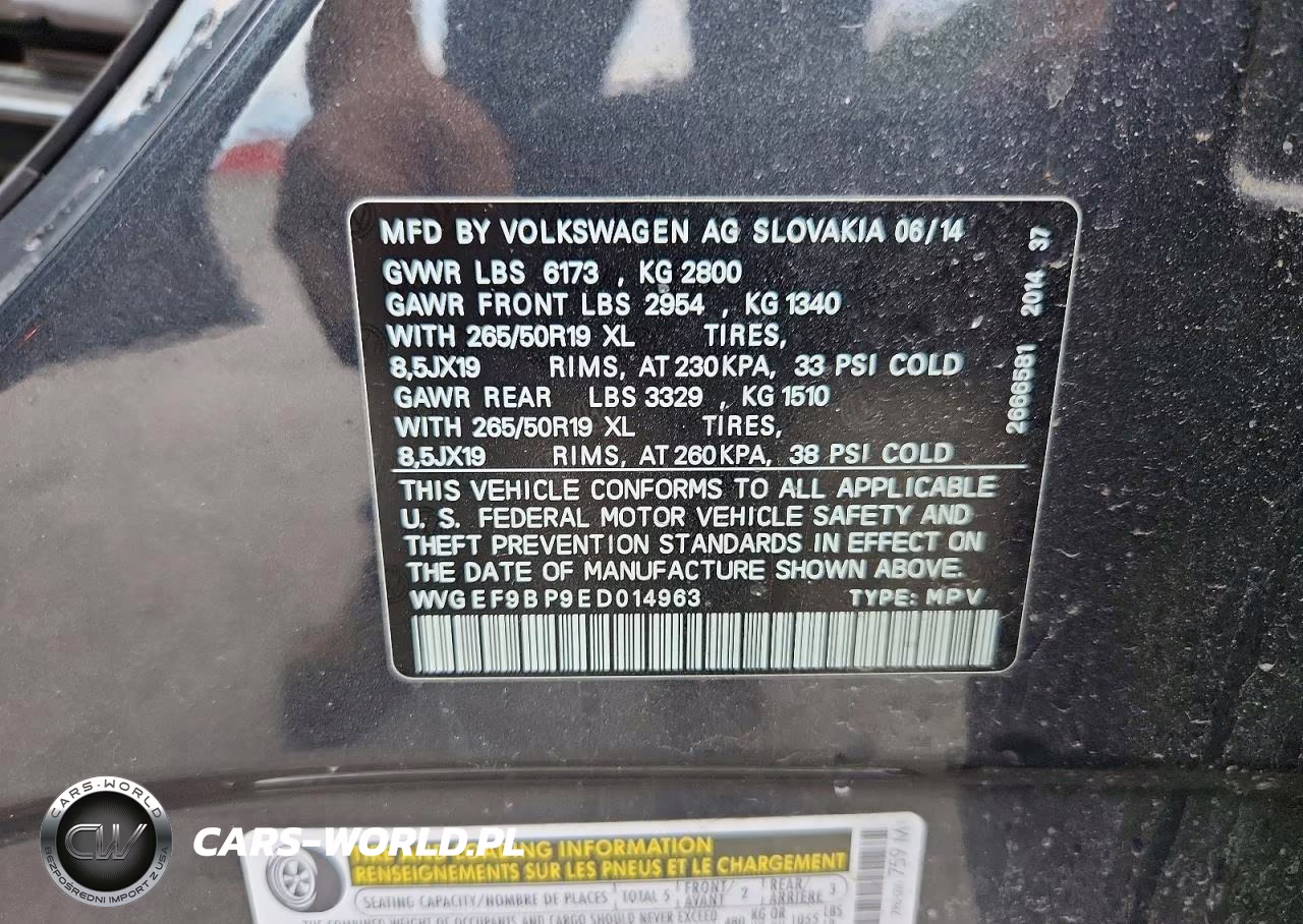 2014 Volkswagen Touareg V6 VIN:WVGEF9BP9ED014963 - 13