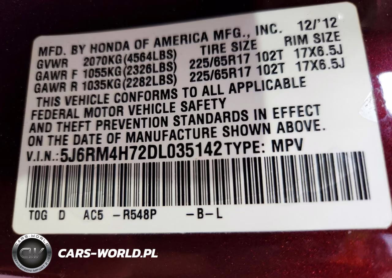 2013 Honda Cr-V Exl VIN:5J6RM4H72DL035142 - 12