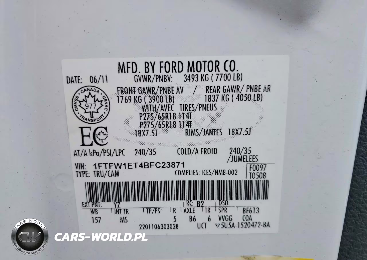 2011 Ford F150 Supercrew VIN:1FTFW1ET4BFC23871 - 12