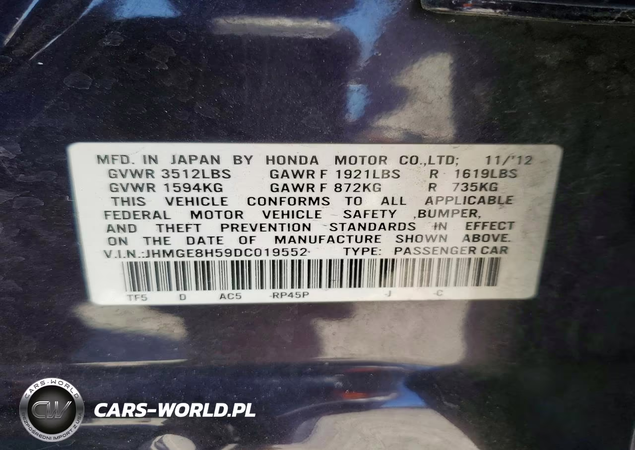 2013 Honda Fit Sport VIN:JHMGE8H59DC019552 - 12