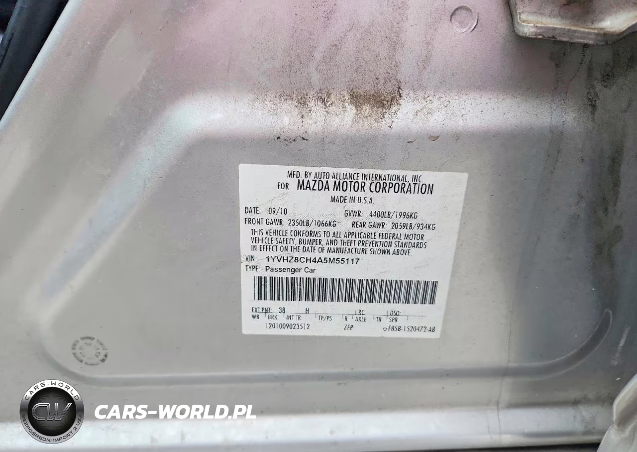2010 Mazda 6 I VIN:1YVHZ8CH4A5M55117 - 12