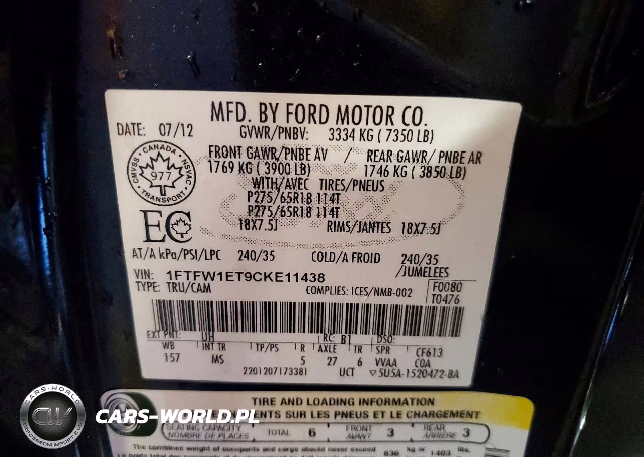 2012 Ford F150 Supercrew VIN:1FTFW1ET9CKE11438 - 12