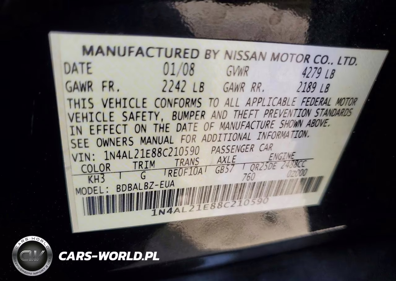 2008 Nissan Altima 2.5 VIN:1N4AL21E88C210590 - 12