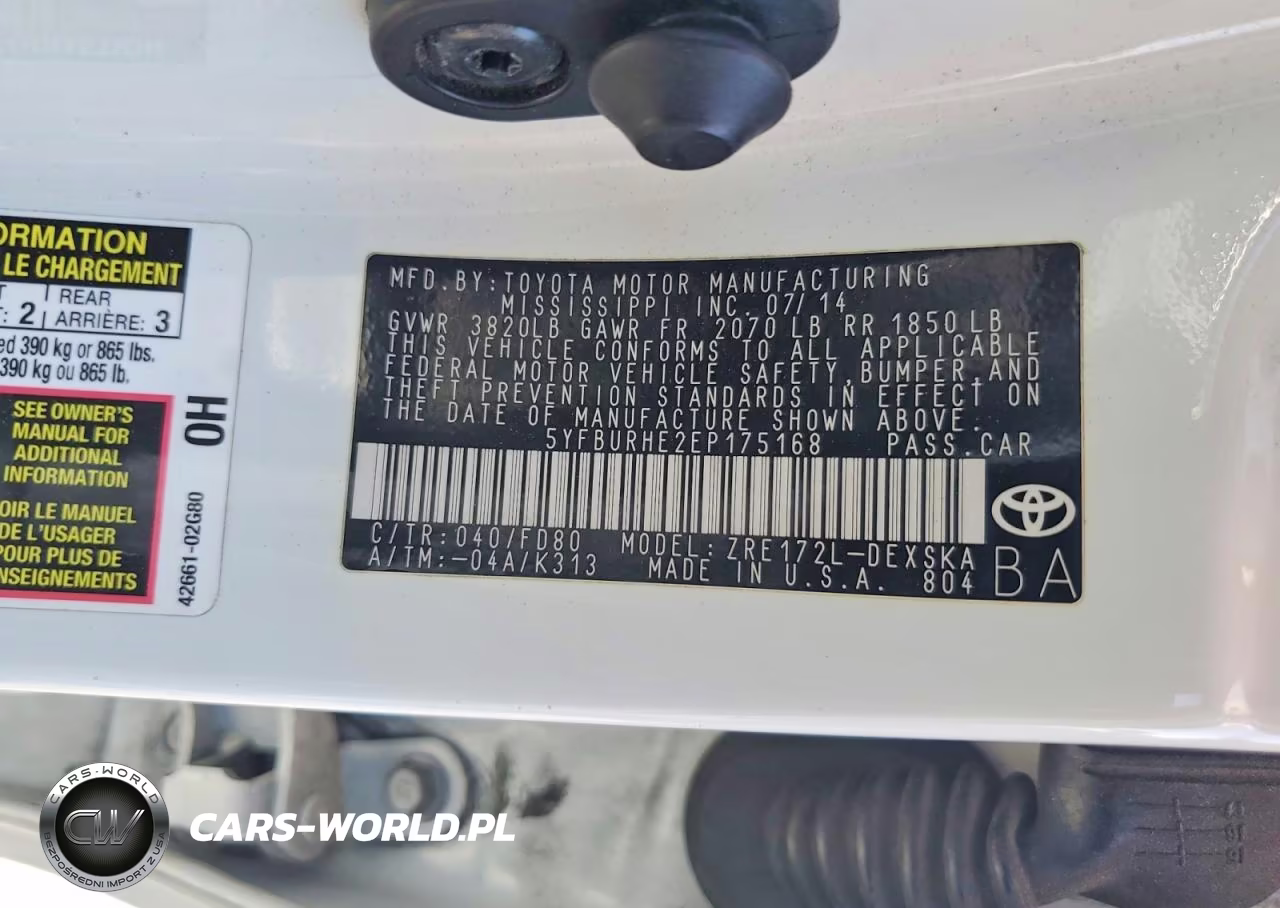 2014 Toyota Corolla S Plus VIN:5YFBURHE2EP175168 - 12