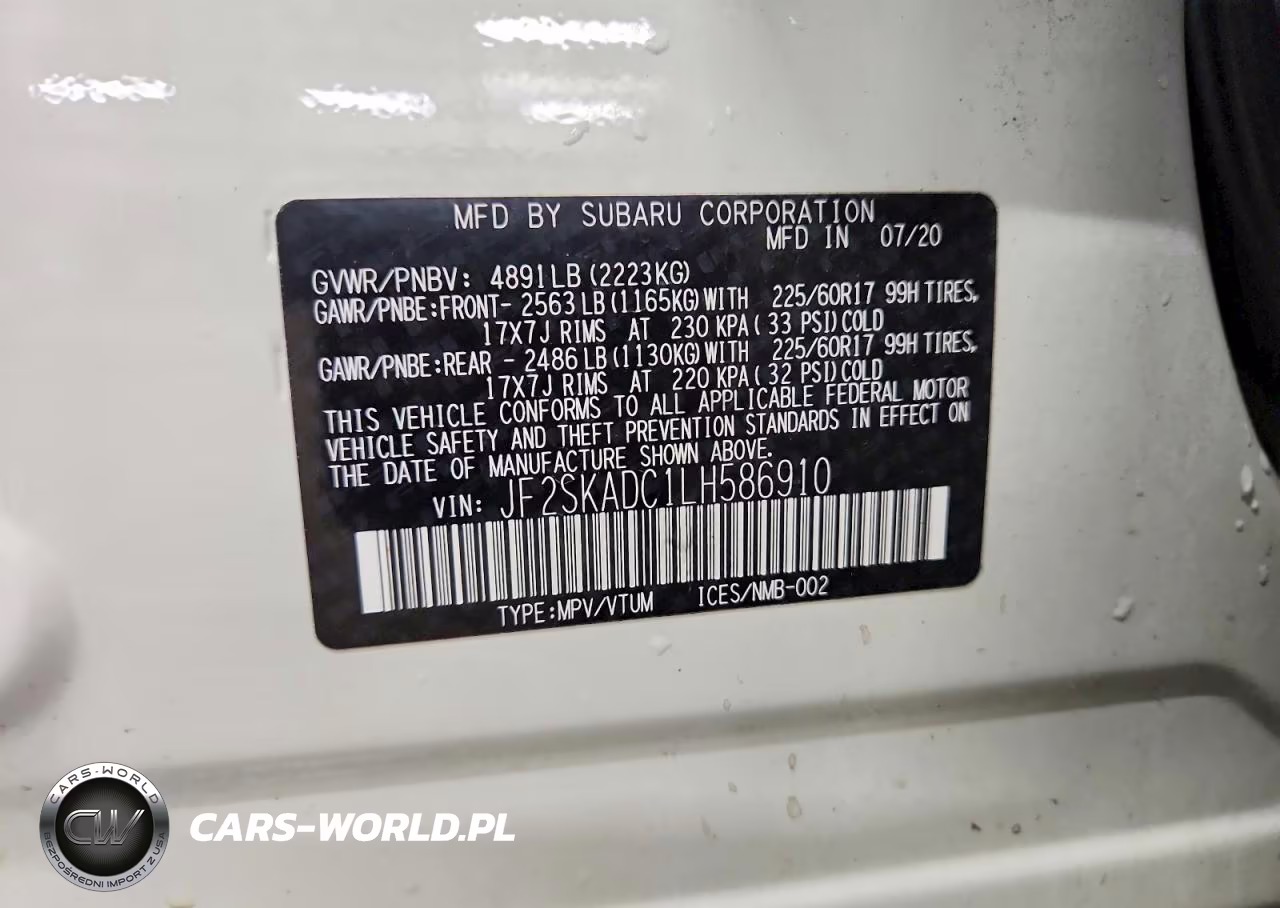 2020 Subaru Forester VIN:JF2SKADC1LH586910 - 13