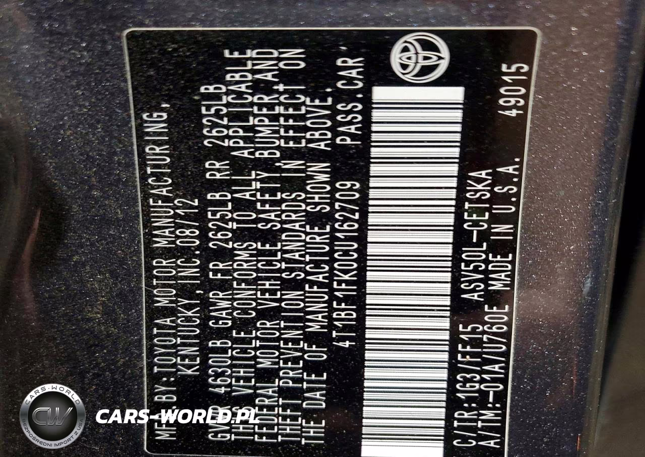 2012 Toyota Camry Se VIN:4T1BF1FK0CU162709 - 13