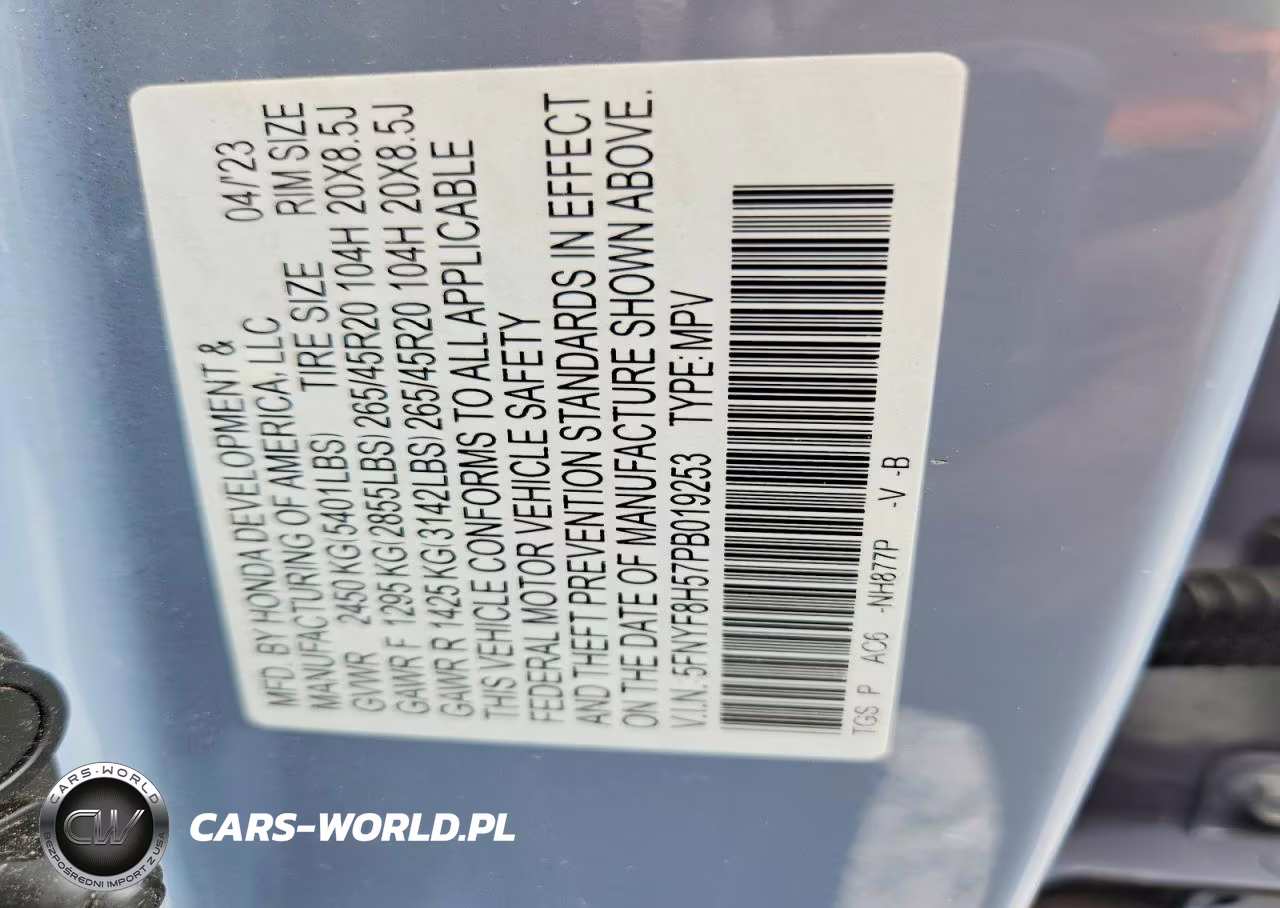 2023 Honda Passport Exl VIN:5FNYF8H57PB019253 - 13