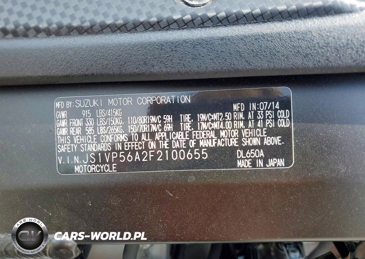2015 Suzuki Dl650 A VIN:JS1VP56A2F2100655 - 9
