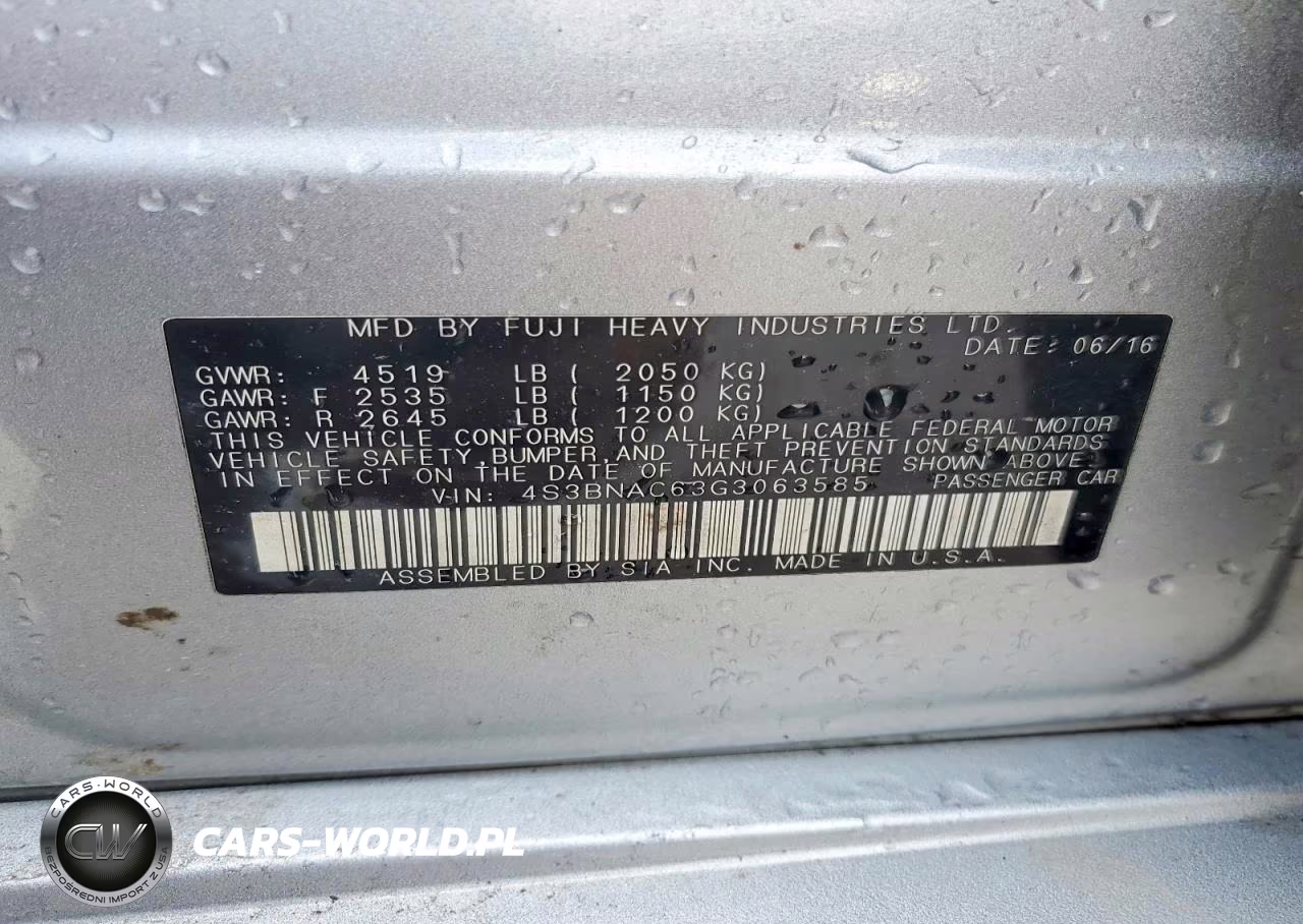 2016 Subaru Legacy 2.5I Premium VIN:4S3BNAC63G3063585 - 12