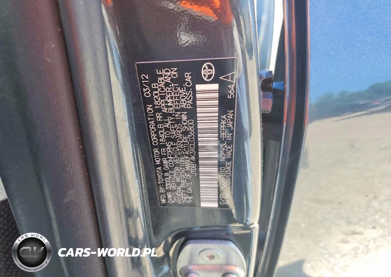 2012 Toyota Yaris Fleet VIN:JTDBT4K3XCL036800 - 12
