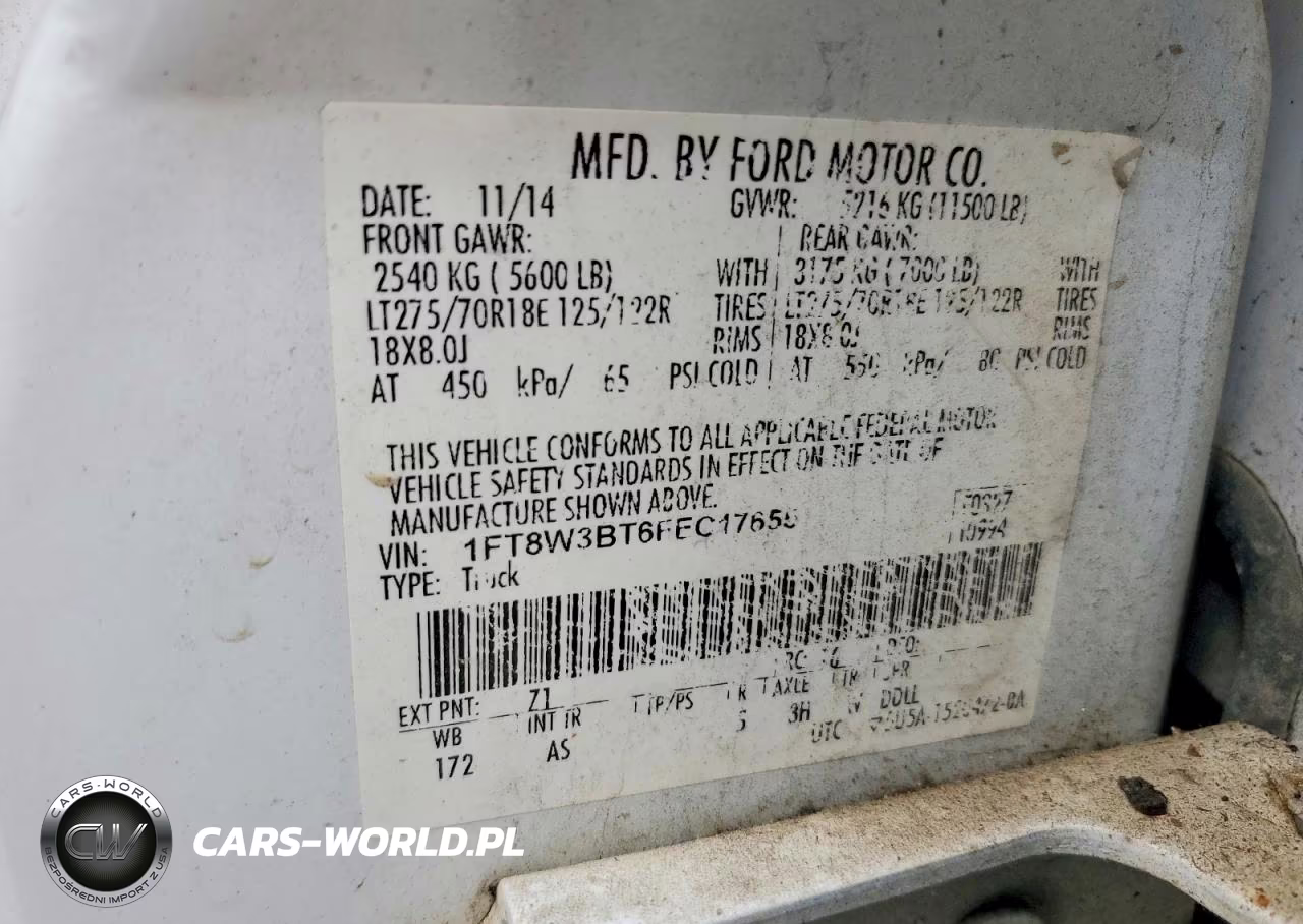2015 Ford F350 Super Duty VIN:1FT8W3BT6FEC17655 - 12