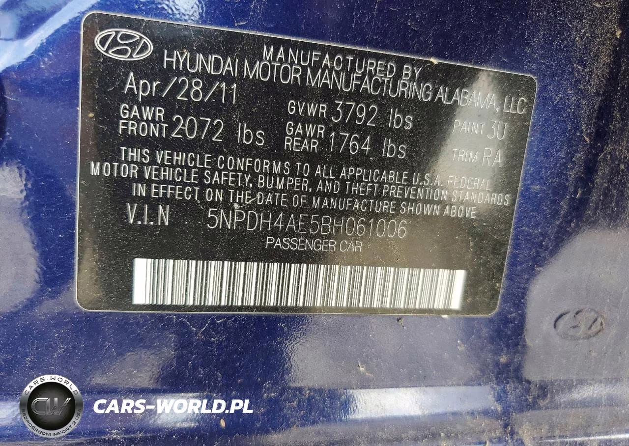 2011 Hyundai Elantra Gls VIN:5NPDH4AE5BH061006 - 12