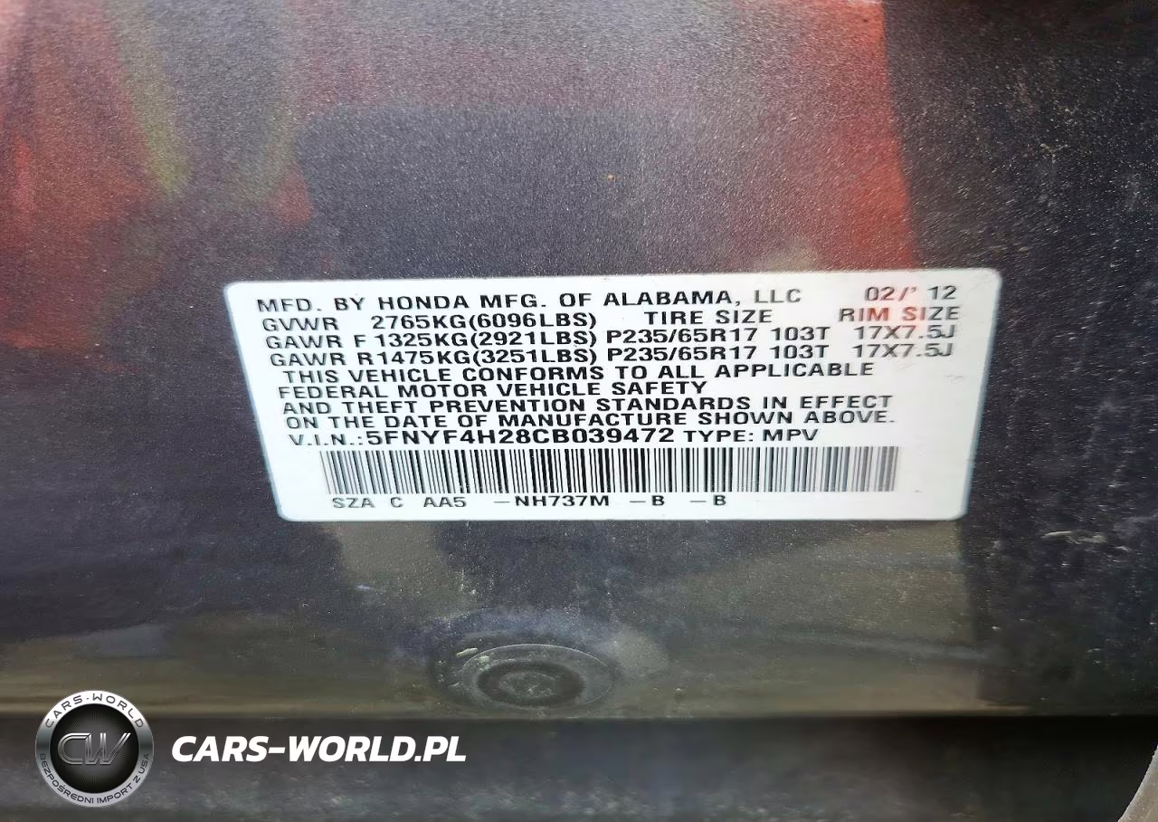 2012 Hond Pilot VIN:5FNYF4H28CB039472 - 13